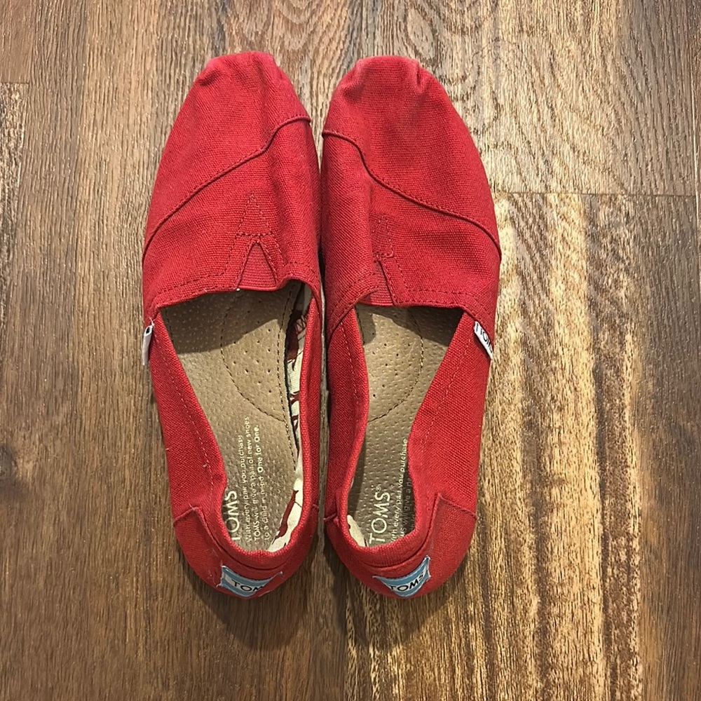 TOMS Red Slip-On Shoes